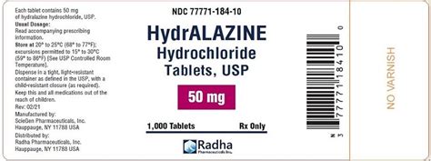 Hydralazine Tablets Fda Prescribing Information Side Effects And Uses