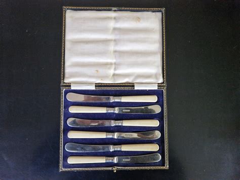 Vintage Boxed Set Of Epns Faux Bone Handled Butter Tea Knives X Etsy