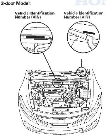 Honda Accord Identification Number Locations General Information