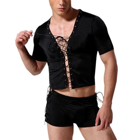 Male Sexy Lingerie Body Stocking Hot Pieces Undershirts And Boxers Exotic Apparel Bondage