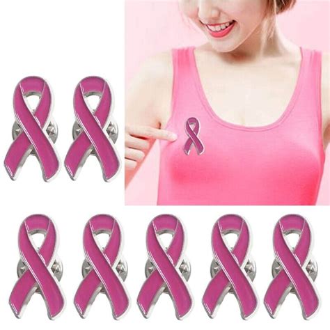 10pcs Set Pink Ribbon Enamel Brooches Breast Cancers Awareness Hope