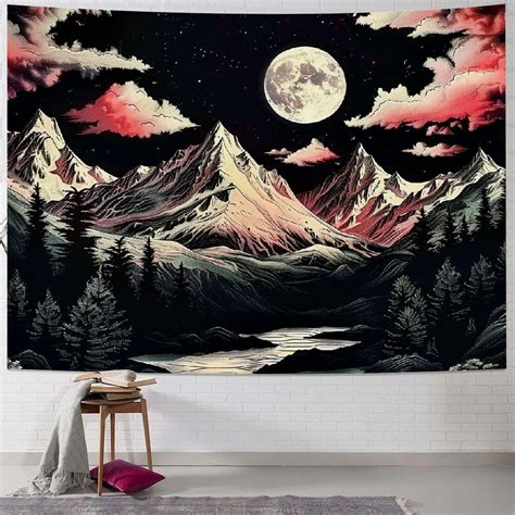 Onetech Mountain Forest Tapestry Japanese Anime Tapestries Fantasy Tree