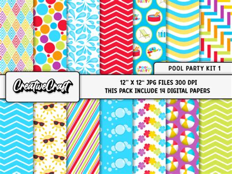 Pool Party Digital Papers Scrapbook Graphic By CreativeCraft Creative