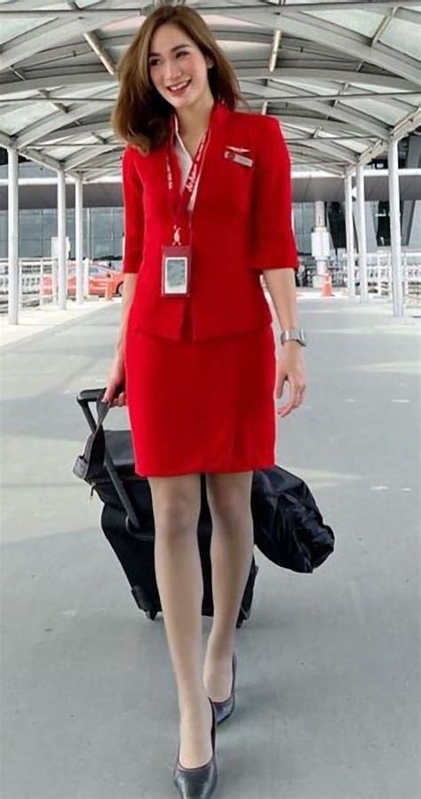 Kathy West Airline Uniforms Sensible Shoes Air Asia Cabin Crew