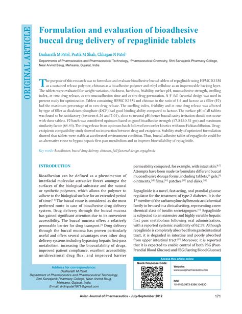 Formulation And Evaluation Of Bioadhesive Buccal Drug Delivery Of