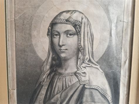 Antique True Face Of Virgin Mary Portrait Engraving By Gosselin French