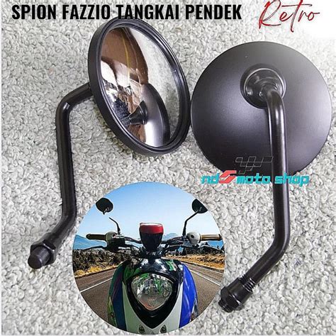 Jual Spion Kaca Bulat Fazzio Tangkai Pendek Black Model Retro Shopee