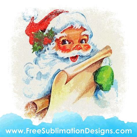 Vintage Santa Claus Distressed Free Sublimation Print PNG File