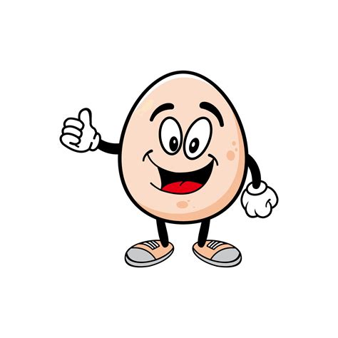 Smiling Egg Mascot Cartoon Character Vector Illustration Isolated On