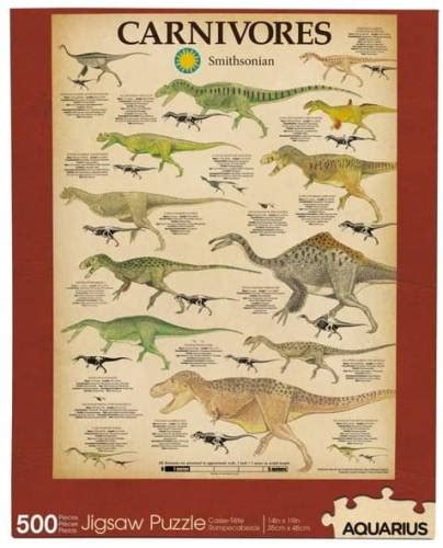 PUZZLE 500 AQUARIUS SMITHSONIAN CARNIVORES DINOZAURY MIĘSOŻERNE