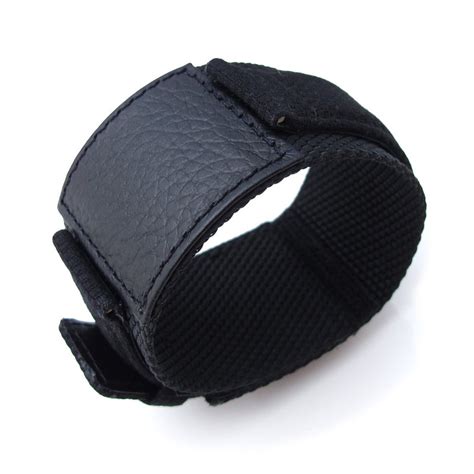 Miltat 21mm Double Layer Nylon Black Tactical Velcro Watch Strap Strapcode