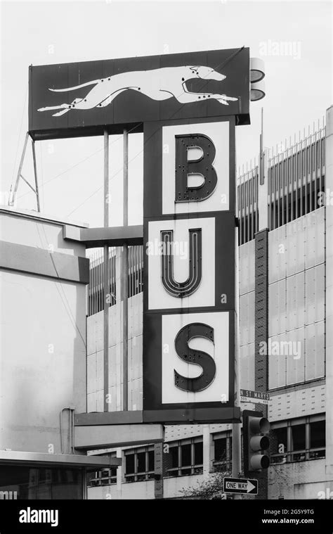 Greyhound Bus Sign In San Antonio Texas Stock Photo Alamy