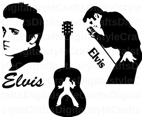 Elvis Presley Svg Bundle Elvis The Pelvis Silhouette Svg Png Dxf Eps