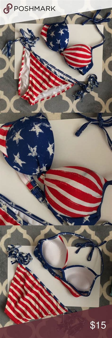 American Flag Bikini Swim Suit Xhilaration M