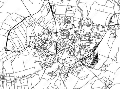 Vector road map of the city of Swidnica in Poland with black roads on a ...