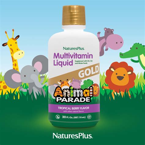NaturesPlus, Animal Parade Gold, Multivitamin Liquid, Tropical Berry ...