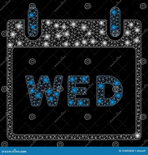 Bright Mesh Wire Frame Wednesday Calendar Page With Flare Spots Stock