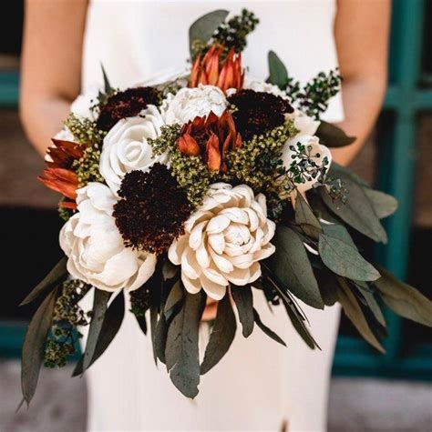 Sola White Bridal Bouquet Dried Bridal Bouquet Wild Greenery Bouquet