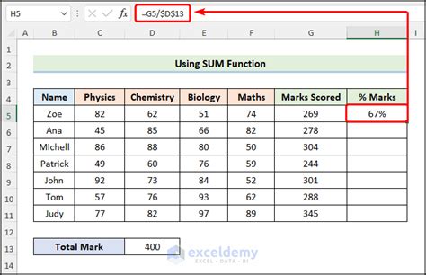 How To Calculate Percentage Of Marks In Excel 5 Simple Ways