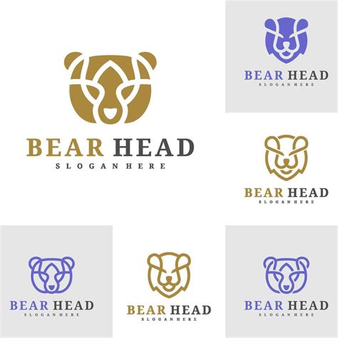 Set Of Bear Logo Template Creative Bear Head Logo Design Concepts 46113104 Vector Art At Vecteezy