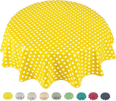 Home Direct Nappe Toile Cir E Pvc Ronde Cm Pois Jaune Amazon Fr