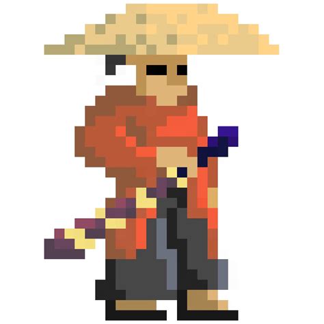 Straw hat Ronin. Feedback welcome (and wanted). : r/PixelArt