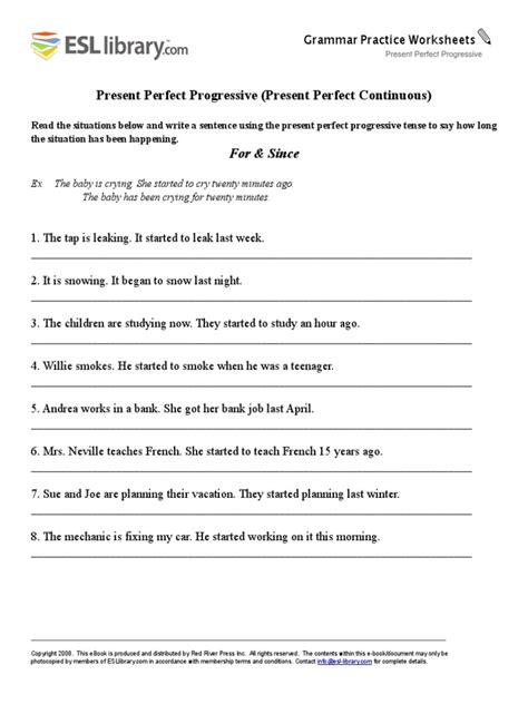 Present Perfect Progressive Pdf