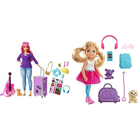 Barbie Fwv26 Daisy Doll And Travel Set With Kitten Luggage Guitar And Accessories Multicolour