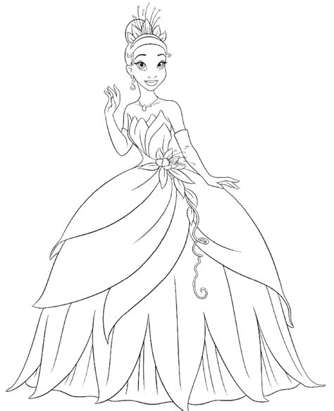 Disney Frog Princess Tiana Coloring Pages