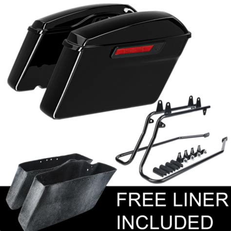 Hard Saddlebags Saddle Bags W Black Conversion Brackets Fit For Harley