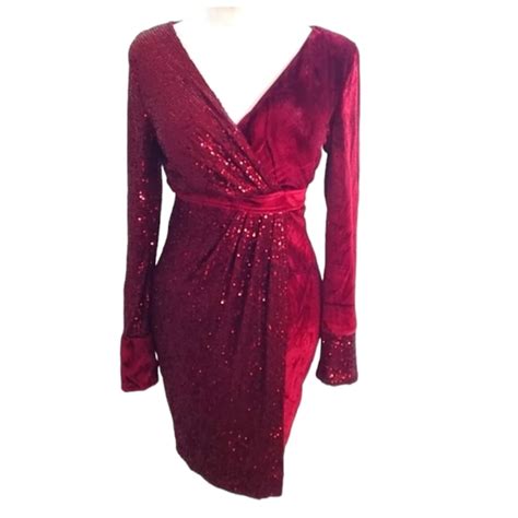 Miss Ord Dresses Nwt Miss Ord Womans Sequinvelvet Ruby Red Evening