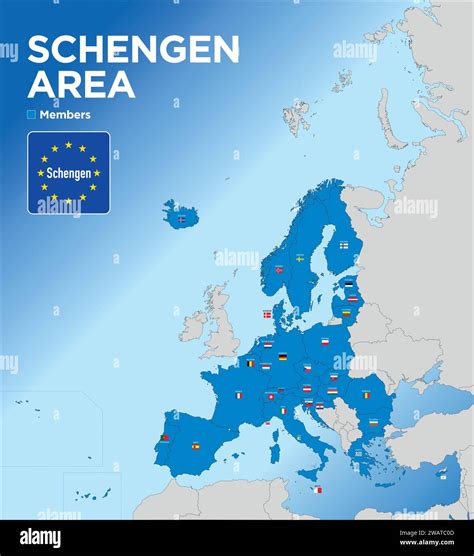 Karte Des Schengen Raums Mit Der Territorialen Aufteilung Der Staaten