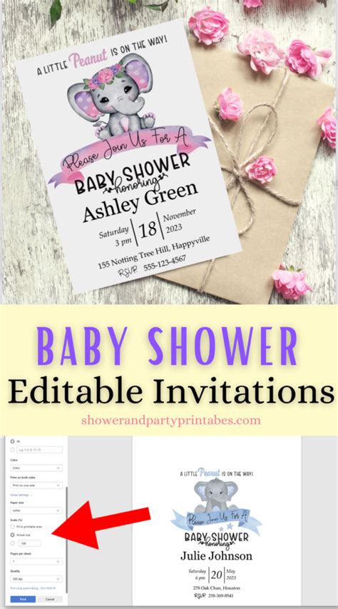 Editable Free Printable Elephant Baby Shower Invitations Templates ...