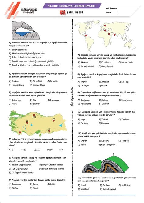 Coğrafyanın Kodları 10 SINIF COĞRAFYA 1 DÖNEM 2 YAZILI TEST 2023