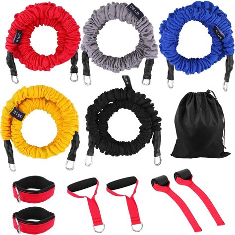 Anwiner Resistance Bands For Exercise Workout Bands Sets 12pcs With Handles And Door Anchor