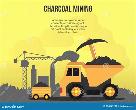 Charcoal Mining Concept Illustration Vector Design Template Stock ...