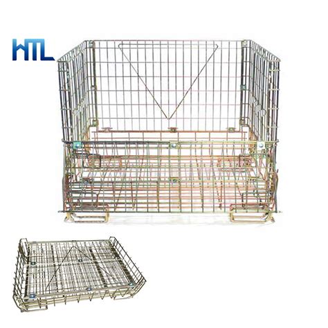 Warehouse Storage Galvanized Metal Stacking Folding Wire Container For