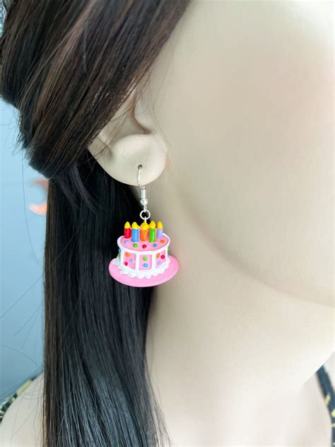 Birthday Earrings Birthday Cake Earrings Cute Earrings Etsy