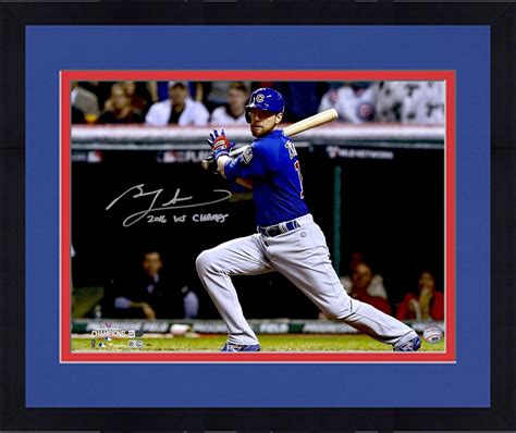 Framed Ben Zobrist Chicago Cubs 2016 Mlb World Series Champions Autographed 16 X 20 World