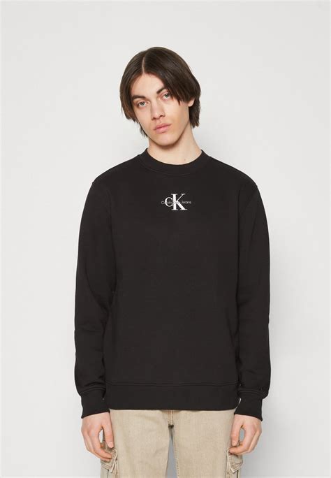 Calvin Klein Jeans Monologo Crew Neck Fleecepullover Black Schwarz