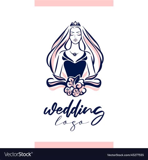 A Logo With Beautiful Bride For Wedding Royalty Free Vector