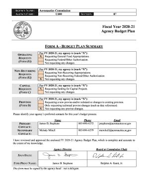 Fillable Online FY 2021 Budget Instructions Office Of Management And