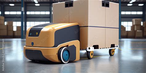 Smart Warehouse Concept Autonomous Automatic Loader Loads Pallets With