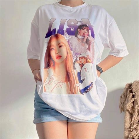 Oversized Vintage Bootleg Graphic Shirt Black Pink Jennie Lisa Jisoo