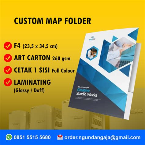 Jual Cetak Map Folder F4 Custom Full Color Laminasi Doff Glossy