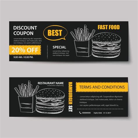 Premium Vector | Fast food coupon discount template.