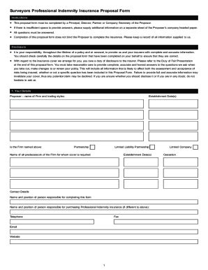 Fillable Online Professional Indemnity Proposal Form Accountants And