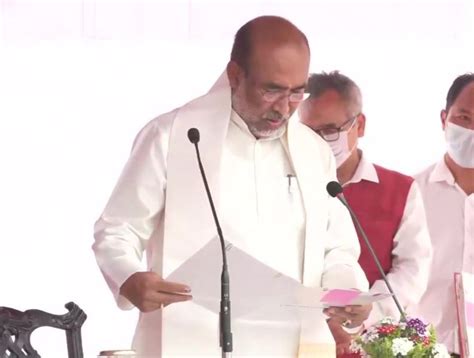 N Biren Singh takes oath as the Chief Minister of Manipur in Imphal