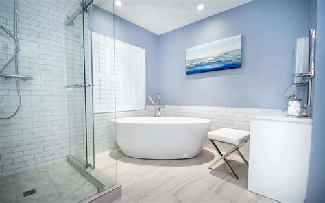 Modern Master Bath with Freestanding Bathtub & Tile Shower - Remodel Inspo