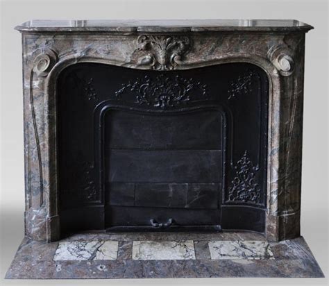 Antique Louis Xv Style Fireplace In Red From The North Marble With